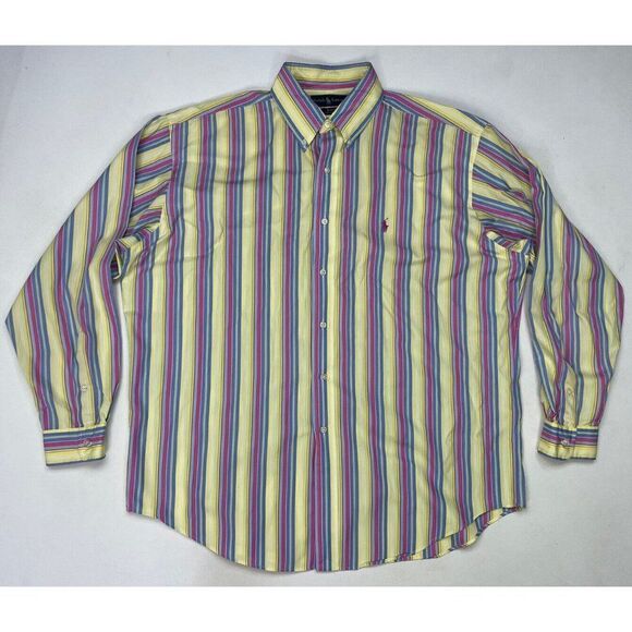 Polo Ralph Lauren Striped Blake Button Up Shirt Men Adult Large Pony Long Sleeve - Picture 1 of 5